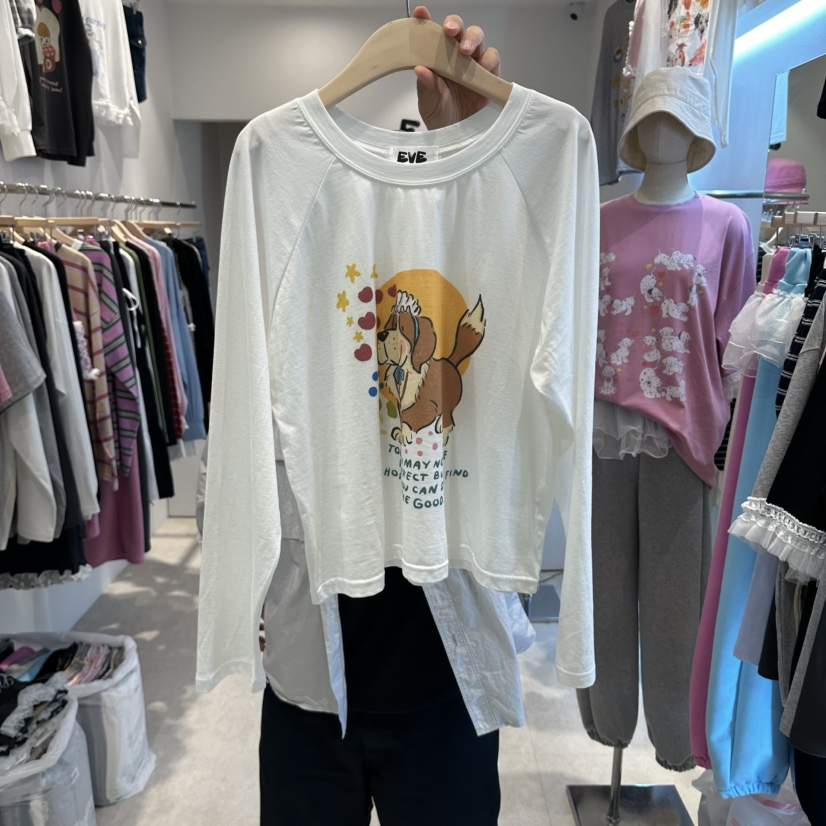EVE東大門實拍女裝新品休閑熱賣時尚推薦真品人氣長袖T恤EVE長袖T恤