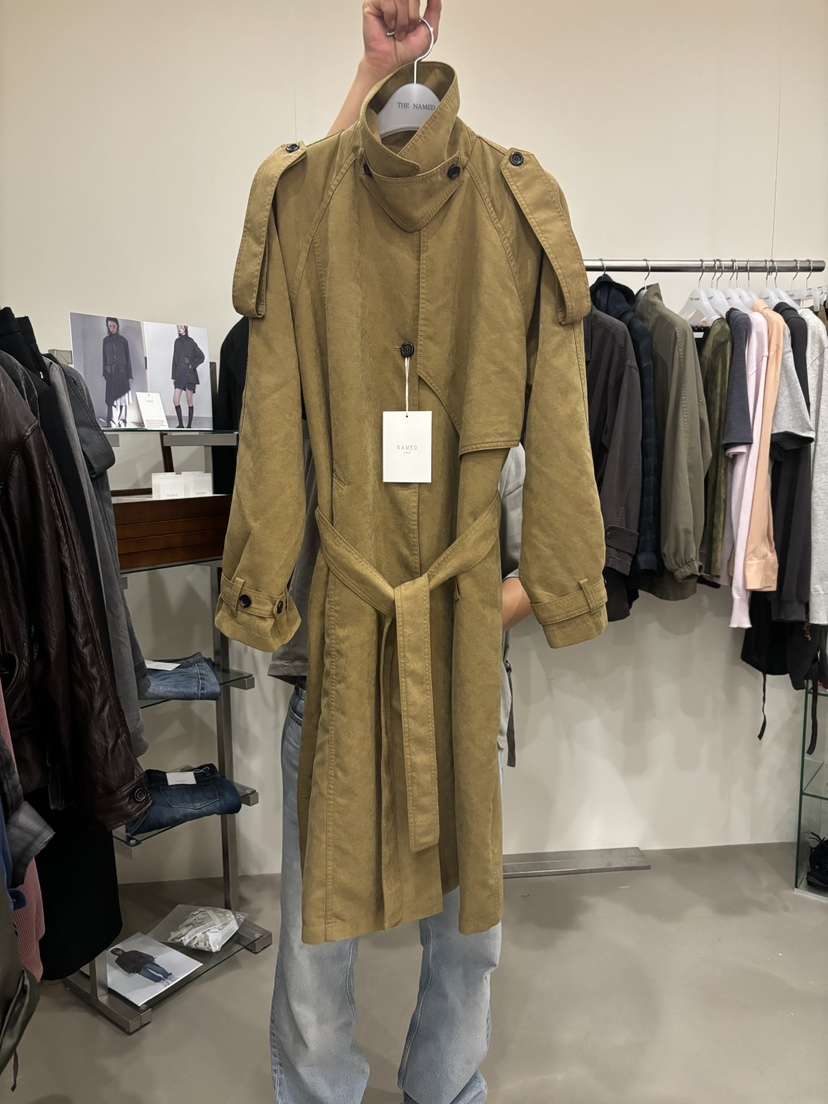 NAMED韓國代購女士新款休閑時尚熱賣推薦真品長款風衣含腰帶NAMED長款風衣