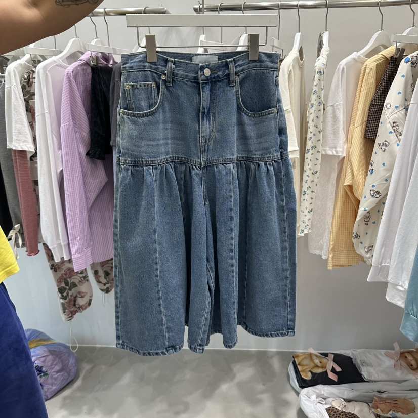 VINTAGE 888韓國直郵女士新款熱賣真品推薦休閑短褲褶邊VINTAGE 888短褲