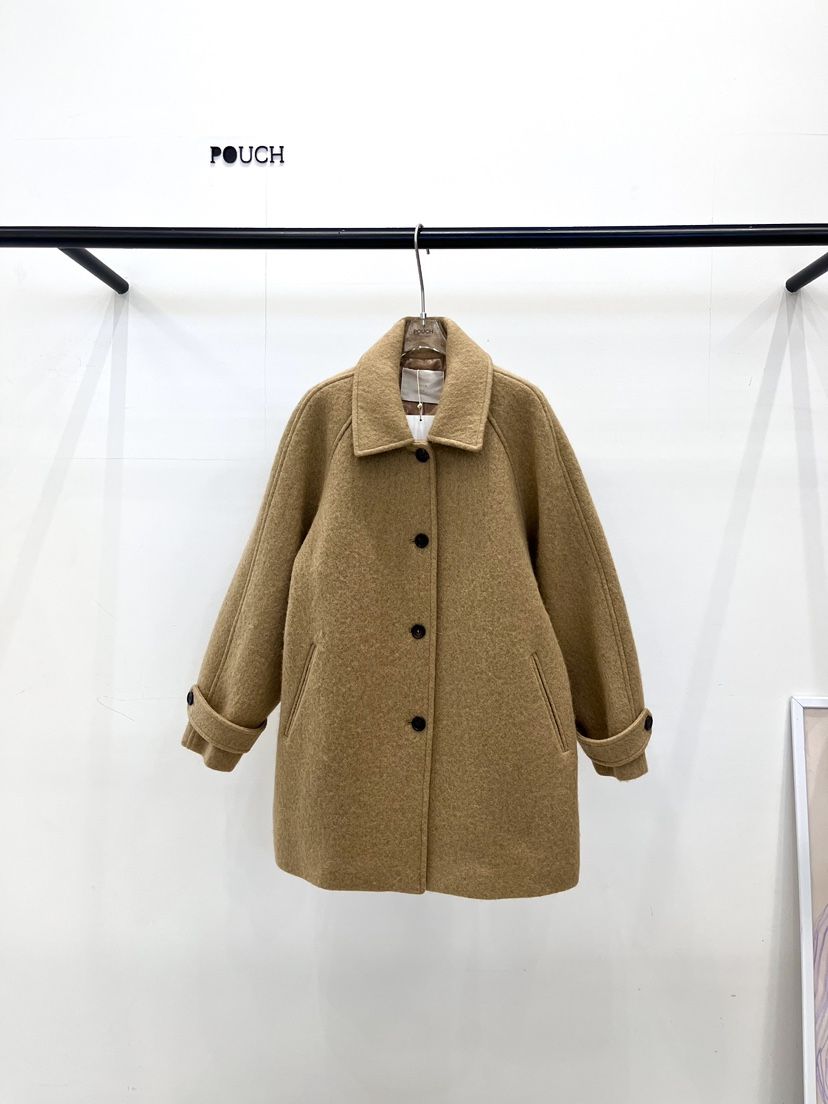 POUCH東大門實拍女士新品推薦時尚人氣熱賣休閑中長款大衣POUCH中長款大衣