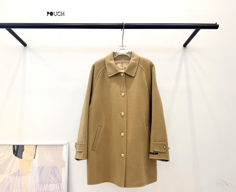 POUCH韓國直郵女士新品推薦人氣時尚休閑熱賣真品中長款大衣POUCH中長款大衣
