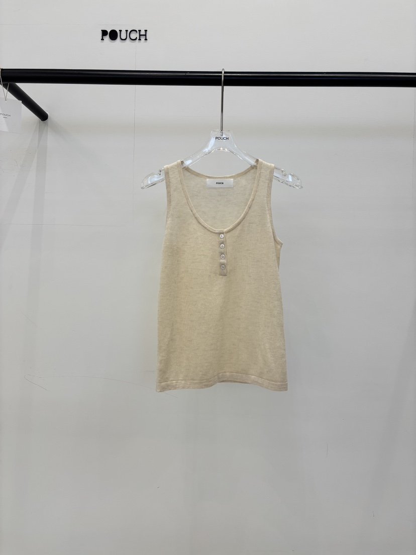 POUCH東大門代購女士新品推薦真品熱賣人氣吊帶背心無袖紐扣POUCH吊帶/背心