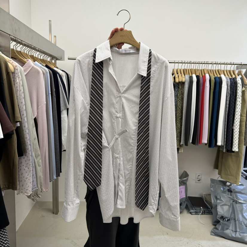 SPECIAL韓國代購女士新品休閑時尚真品熱賣襯衫蕾絲衫含領帶SPECIAL襯衫/蕾絲衫