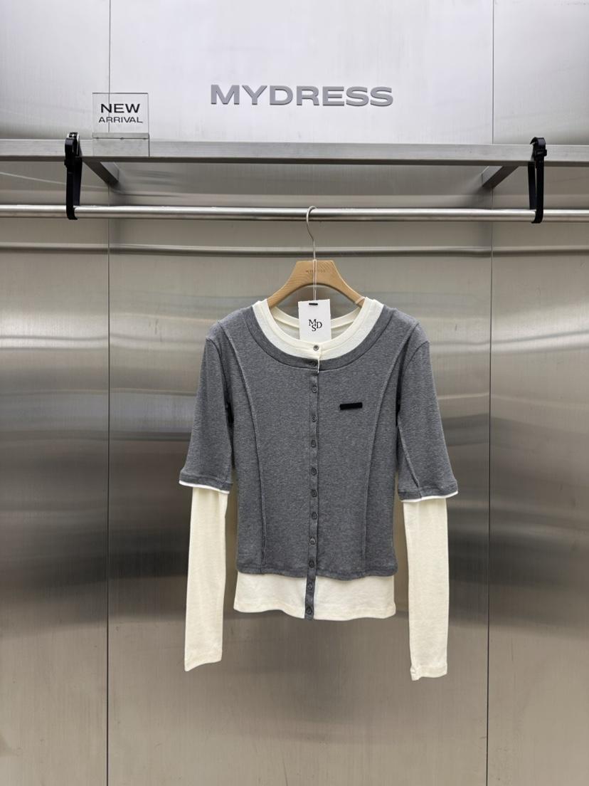 MYDRESS東大門代購女士新款休閑時尚推薦人氣長袖T恤假兩件MYDRESS長袖T恤