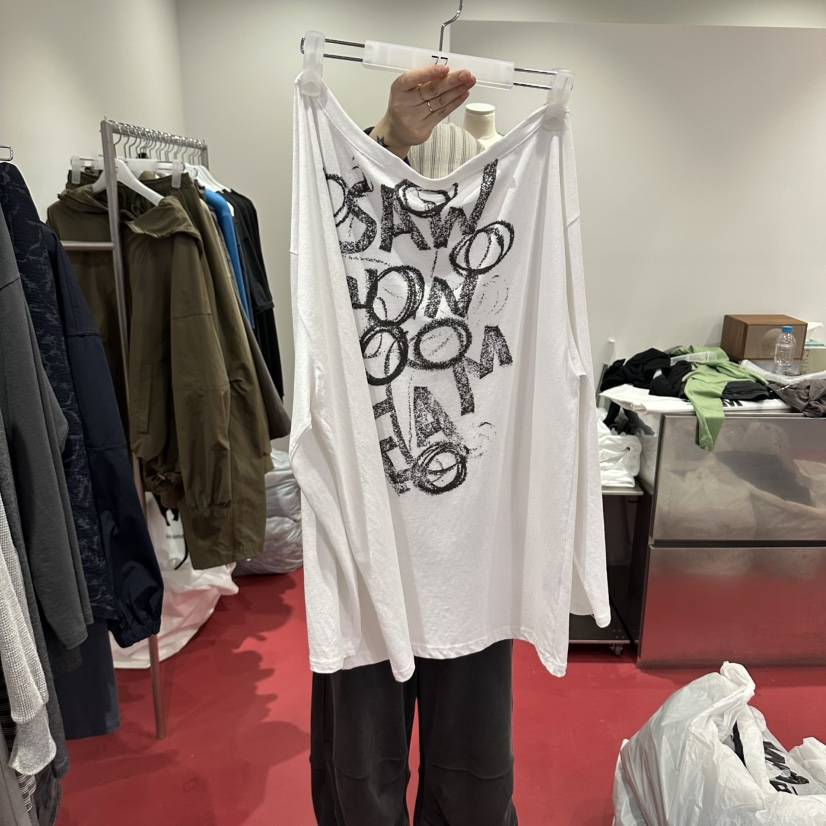 77東大門實拍女裝新款時尚熱賣真品人氣推薦休閑長袖T恤印花77長袖T恤