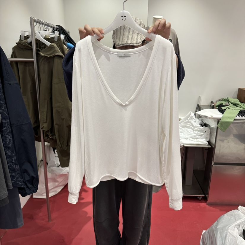 77東大門實拍女裝新品推薦休閑人氣時尚真品熱賣長袖T恤77長袖T恤