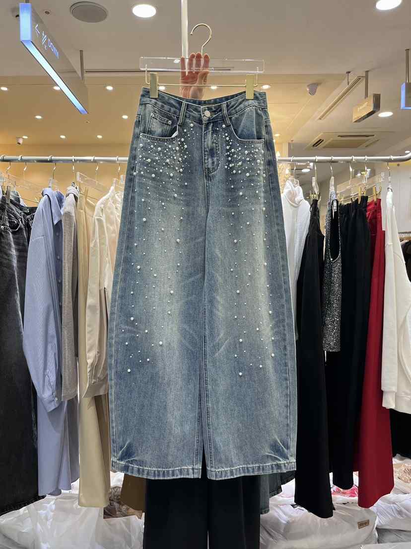 WORK SHOP東大門直郵女士新品人氣推薦休閑熱賣牛仔褲珍珠Work_shop牛仔褲