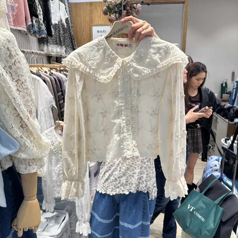 MARI CO韓國直郵女士新款時尚推薦真品休閑熱賣襯衫蕾絲衫MARI CO襯衫/蕾絲衫