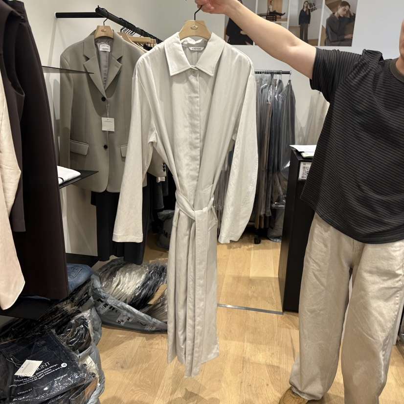 aube nunt韓國代購女士新品休閑熱賣人氣時尚推薦長款風衣aube nunt長款風衣