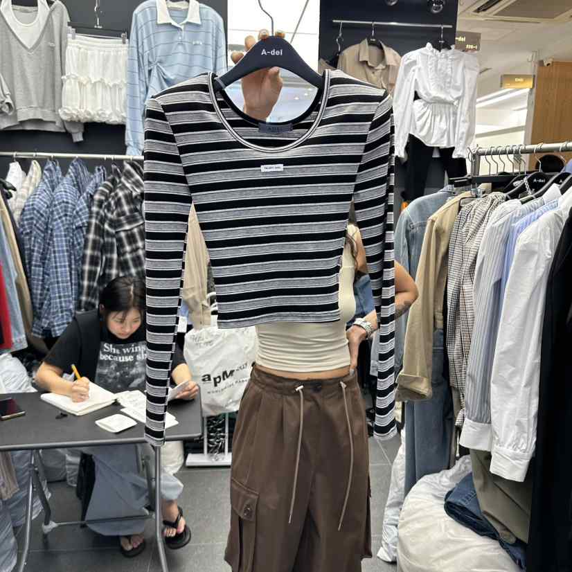 A-DEL韓國直郵女裝新款推薦時尚休閑真品人氣熱賣長袖T恤A-DEL長袖T恤