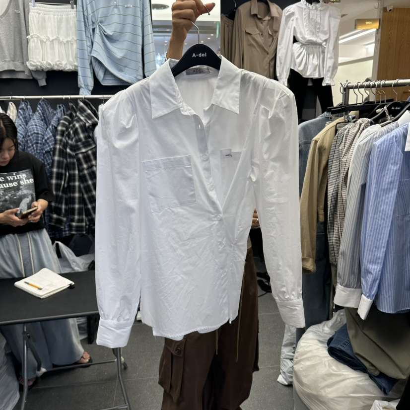 A-DEL韓國代購女裝新品休閑真品熱賣推薦襯衫蕾絲衫泡泡袖A-DEL襯衫/蕾絲衫