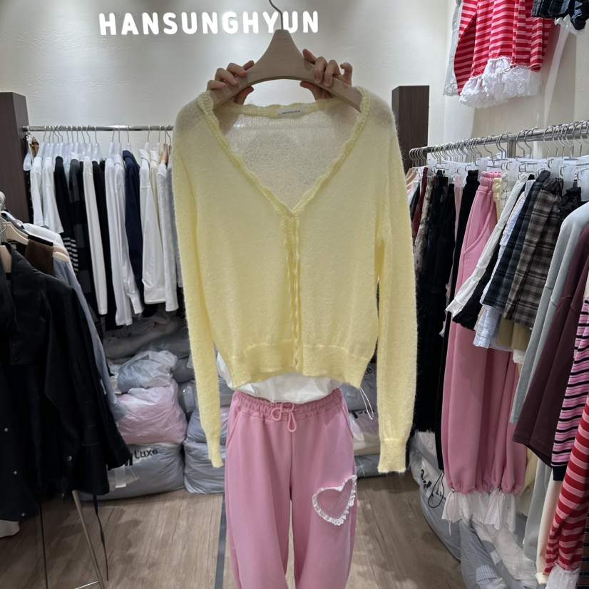 HANSUNGHYUN韓國代購女士新款推薦熱賣人氣開衫荷葉邊開衫HANSUNGHYUN開衫