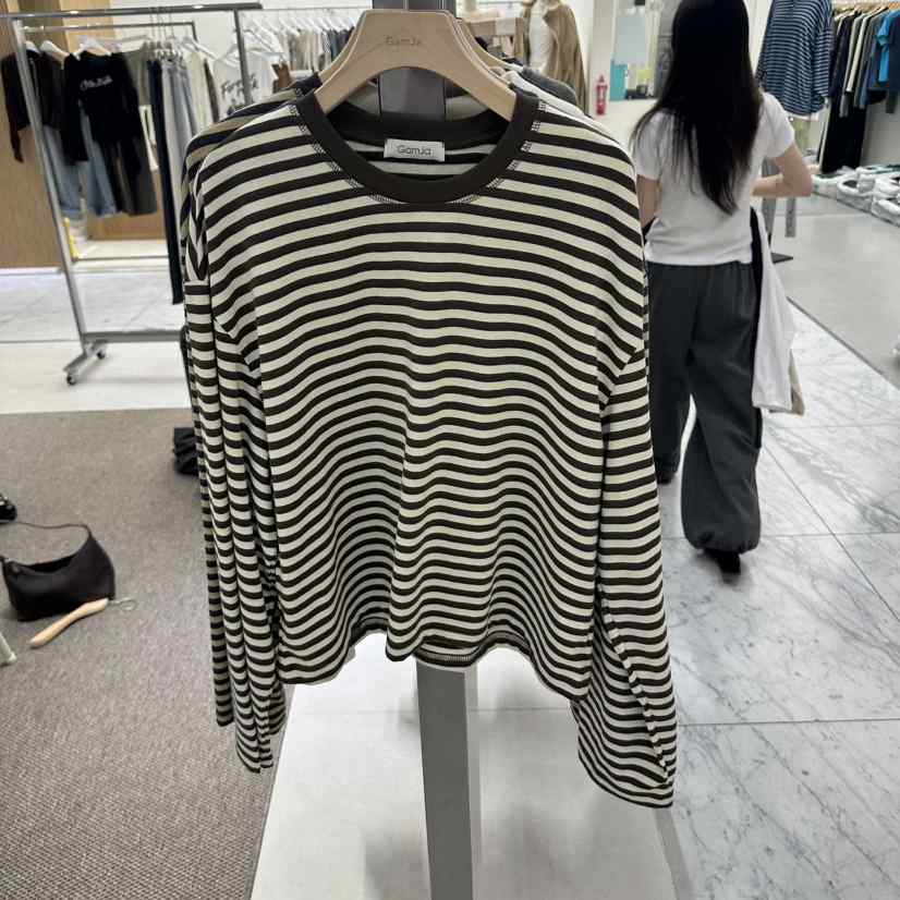 GAM JA東大門直郵女士新品真品休閑時尚人氣長袖T恤條紋GAM JA長袖T恤