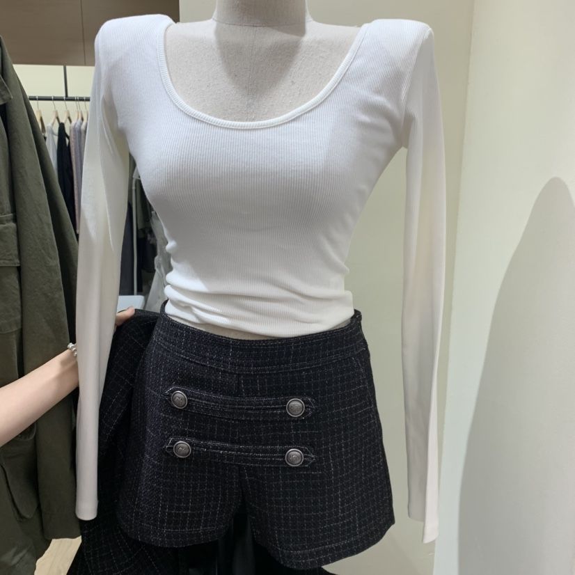 MONROE韓國代購女士新品休閑真品熱賣時尚推薦長袖T恤羅紋MONROE長袖T恤