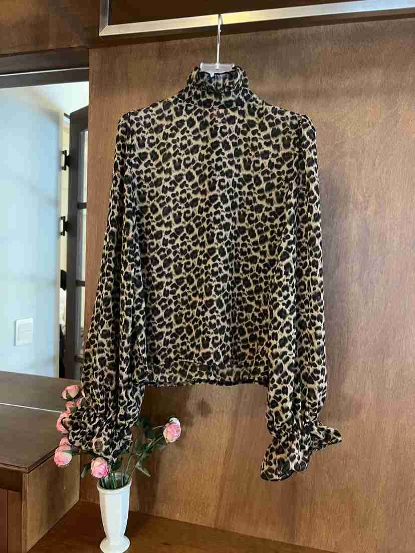 FABRIC韓國直郵女裝新品時尚推薦休閑襯衫蕾絲衫荷葉邊高領FABRIC襯衫/蕾絲衫