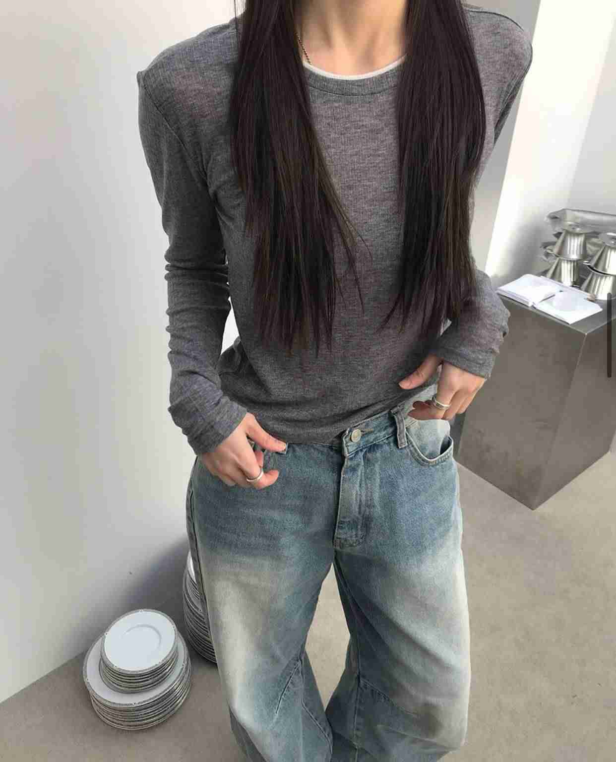 WAYBETTER韓國直郵女裝新款真品熱賣推薦長袖T恤透明撞色WAYBETTER長袖T恤