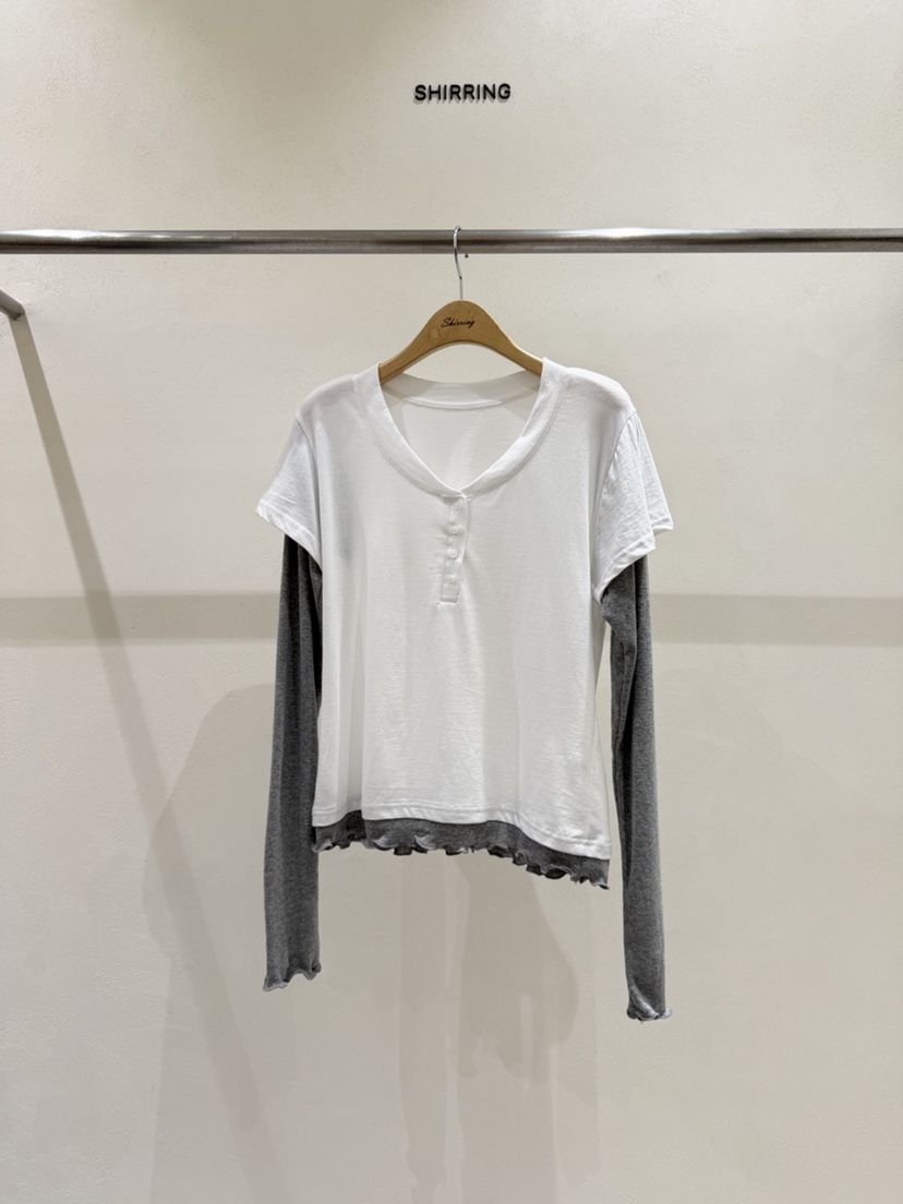 SHIRRING韓國代購女士新款休閑推薦時尚人氣熱賣真品長袖T恤SHIRRING長袖T恤