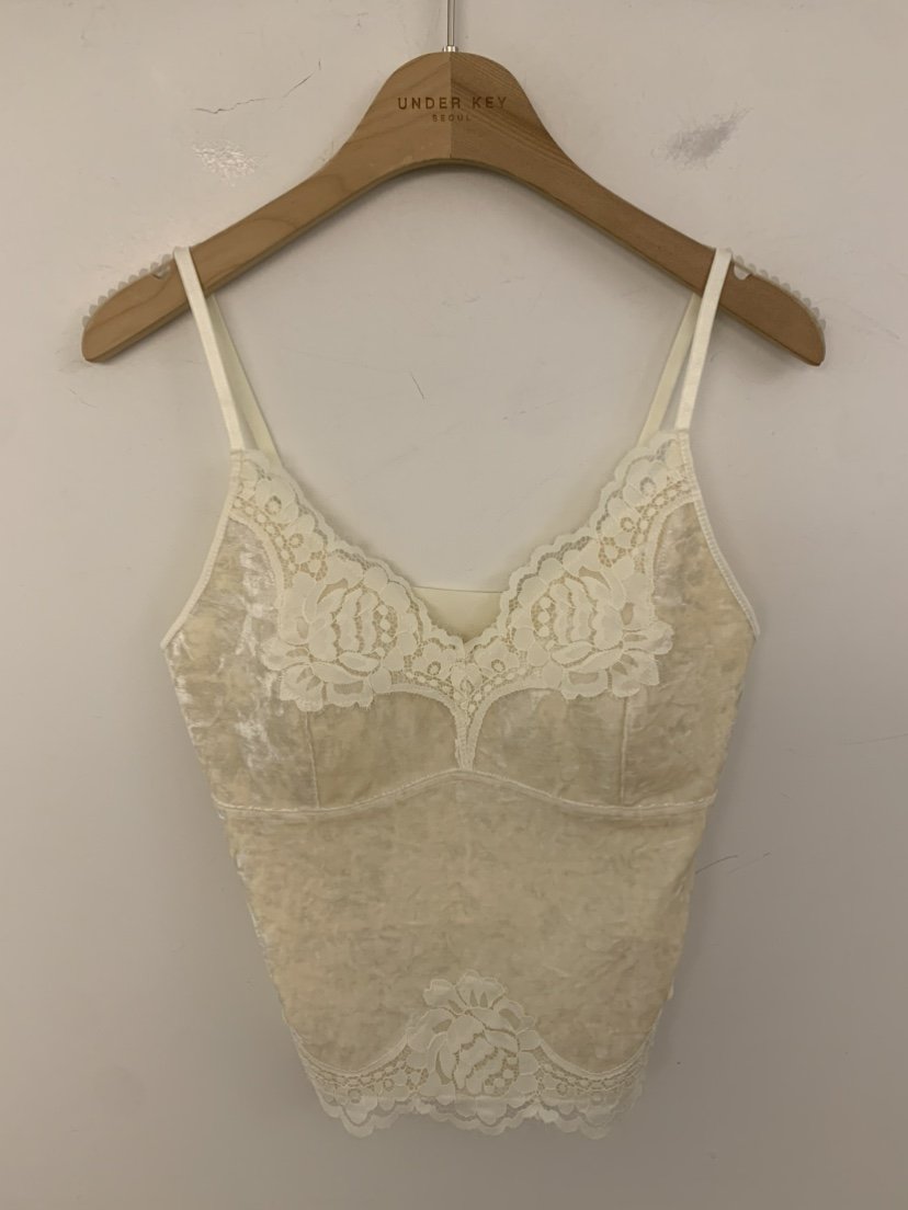 UNDER KEY韓國代購女裝新品真品吊帶背心天鵝絨蕾絲無袖UNDER KEY吊帶/背心