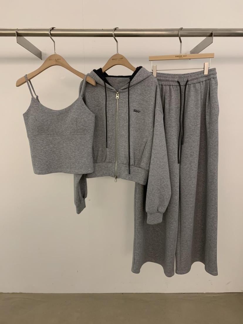 UNDER KEY東大門代購女士新品時尚人氣套裝三件套撞色連帽UNDER KEY套裝