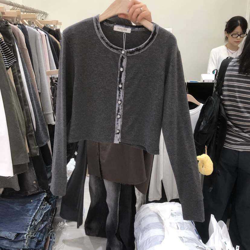 POWDER韓國直郵女裝新款真品熱賣休閑推薦人氣時尚開衫開衫POWDER開衫