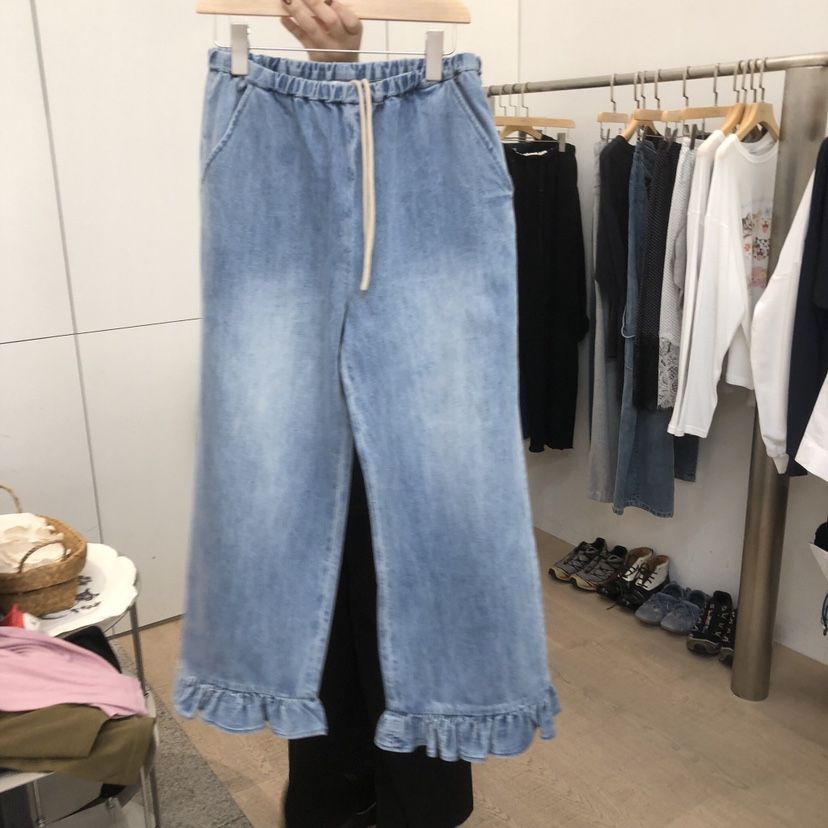 DOHWAJI東大門實拍女士新品真品人氣熱賣時尚牛仔褲荷葉邊DOHWAJI牛仔褲