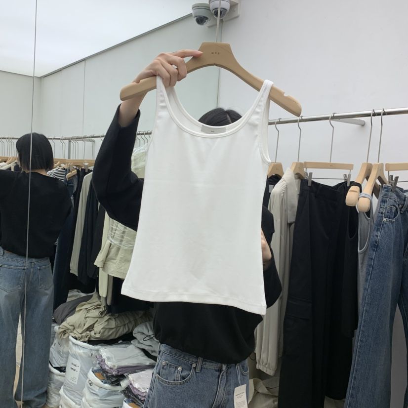 MOI-A東大門代購女士新品人氣推薦熱賣吊帶背心彈力羅紋MOI-A吊帶/背心