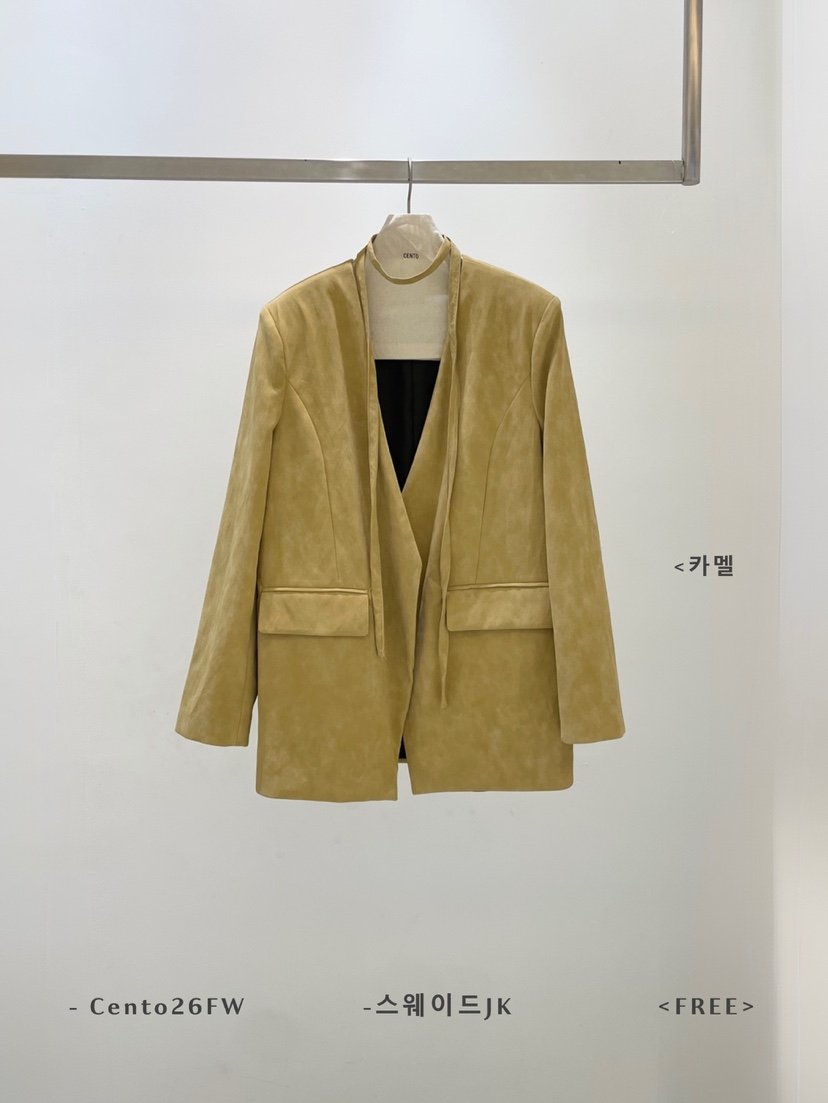 CENTO東大門代購女裝新品推薦熱賣時尚休閑夾克含脖帶絨面革CENTO夾克