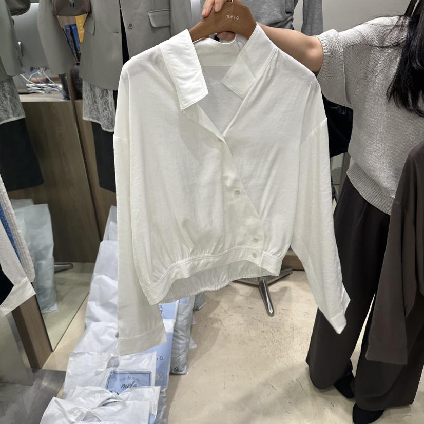 MELO東大門代購女士新品休閑推薦熱賣時尚襯衫蕾絲衫短款MELO襯衫/蕾絲衫