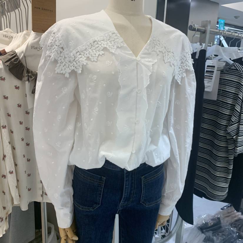FLAT OGI韓國代購女裝新款真品時尚休閑推薦熱賣襯衫蕾絲衫FLat OGI襯衫/蕾絲衫