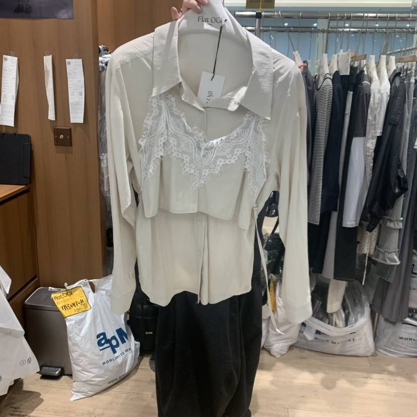 FLAT OGI東大門實拍女裝新品熱賣時尚真品套裝套裝蕾絲雙層FLat OGI套裝