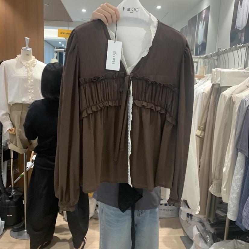 FLAT OGI韓國直郵女士新款推薦休閑熱賣時尚人氣襯衫蕾絲衫FLat OGI襯衫/蕾絲衫