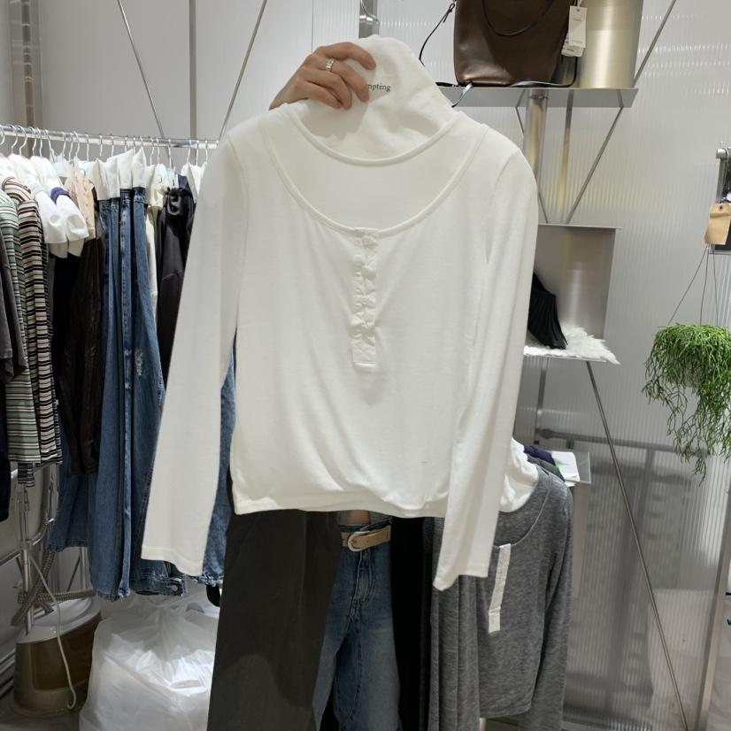 TEMPTING東大門實拍女士新品推薦休閑職業長袖T恤假兩件無袖TEMPTING長袖T恤