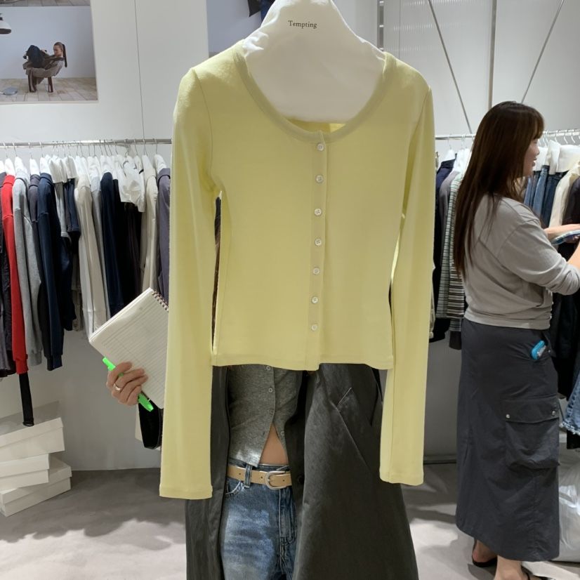 TEMPTING韓國代購女裝新品人氣推薦休閑真品長袖T恤羊絨開衫TEMPTING長袖T恤
