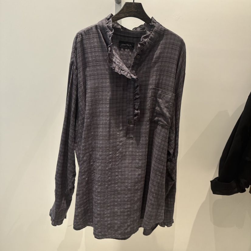 JANE BIRKIN東大門直郵女士新款時尚襯衫蕾絲衫荷葉邊格子JANE BIRKIN設計師品牌襯衫/蕾絲衫
