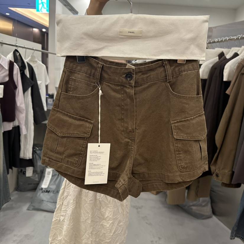 PAVEL東大門代購女裝新品休閑真品熱賣時尚推薦短褲口袋水洗PAVEL短褲