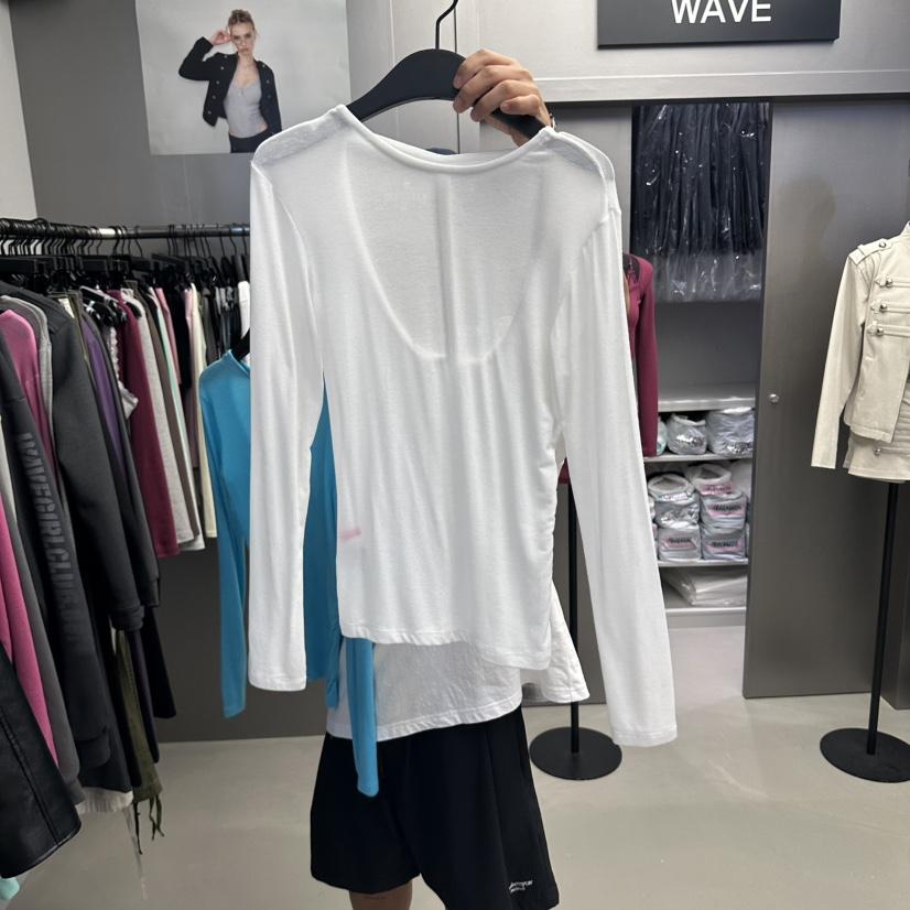 WAVE韓國代購女裝新品人氣休閑真品熱賣時尚推薦長袖T恤天絲WAVE長袖T恤
