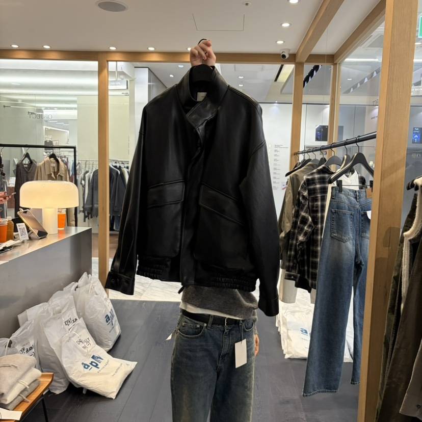 OBJECT東大門直郵女士新品推薦熱賣休閑人氣皮衣口袋皮革OBJECT皮衣
