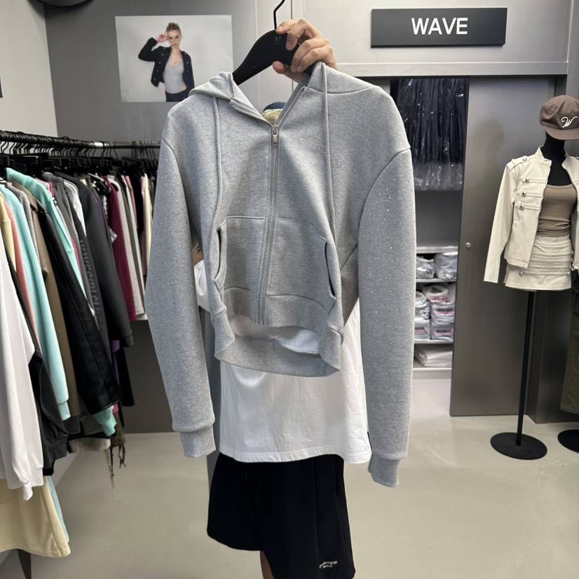 WAVE東大門實拍女裝新款熱賣真品推薦時尚衛衣拉鏈連帽衫WAVE衛衣