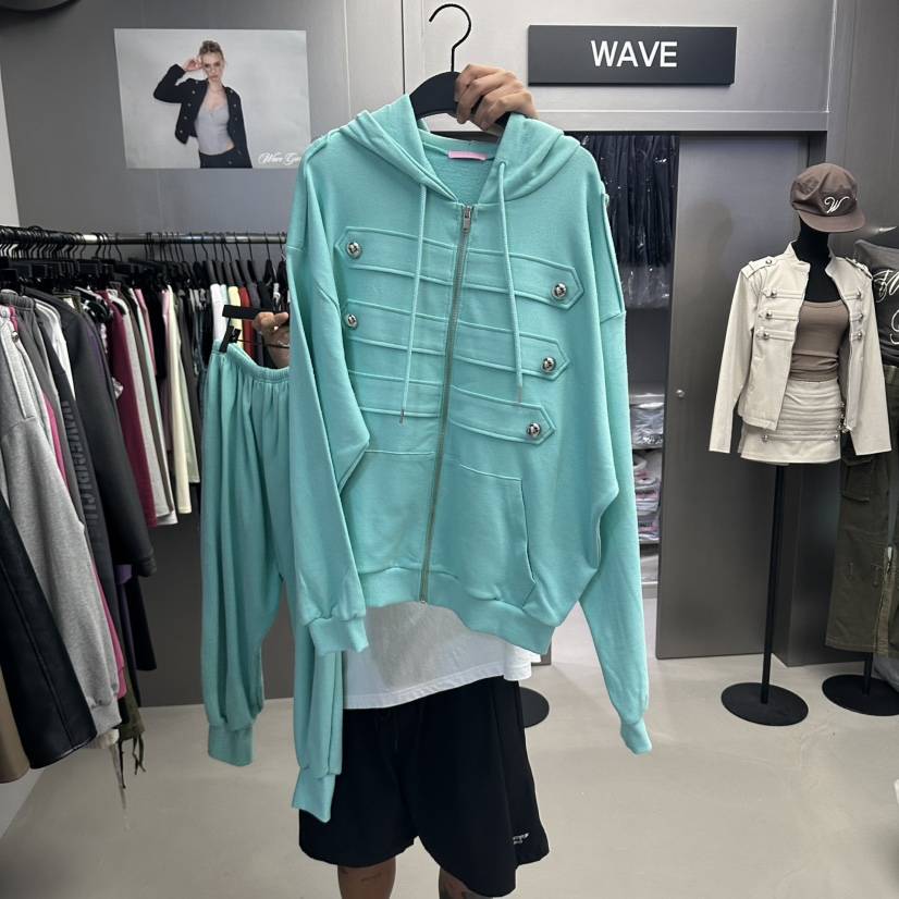 WAVE韓國直郵女裝新品時尚熱賣人氣真品推薦衛衣拉鏈連帽衫WAVE衛衣