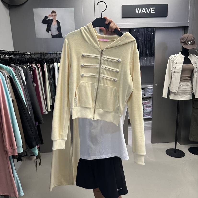 WAVE東大門代購女裝新品熱賣真品休閑人氣衛衣拉鏈連帽衫WAVE衛衣