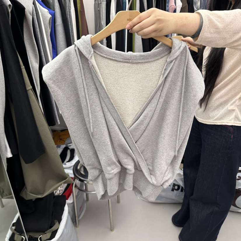 MIX東大門直郵女士新品真品推薦人氣休閑時尚吊帶背心連帽MIX吊帶/背心