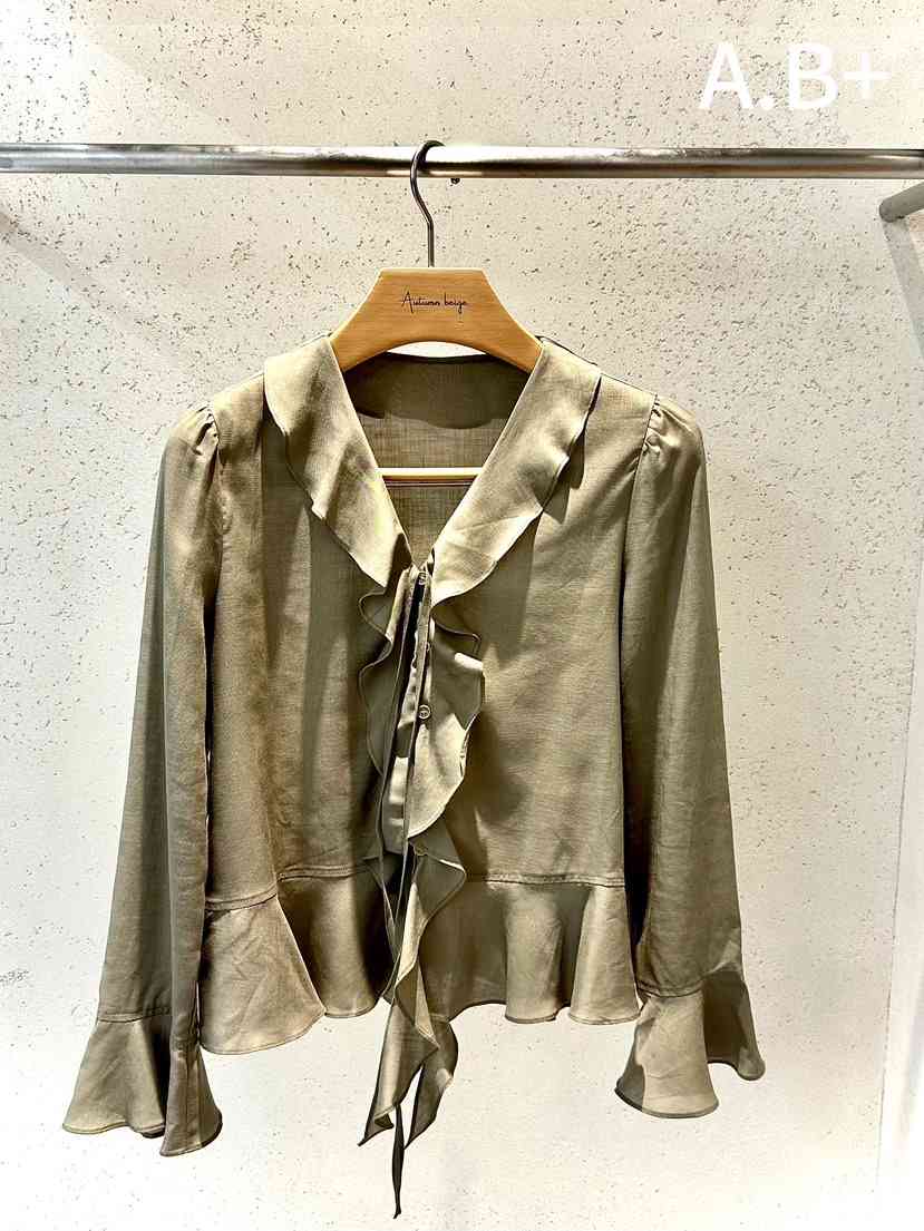 AUTUMN BEIGE東大門實拍女士新品熱賣真品推薦襯衫蕾絲衫AUTUMN BEIGE襯衫/蕾絲衫