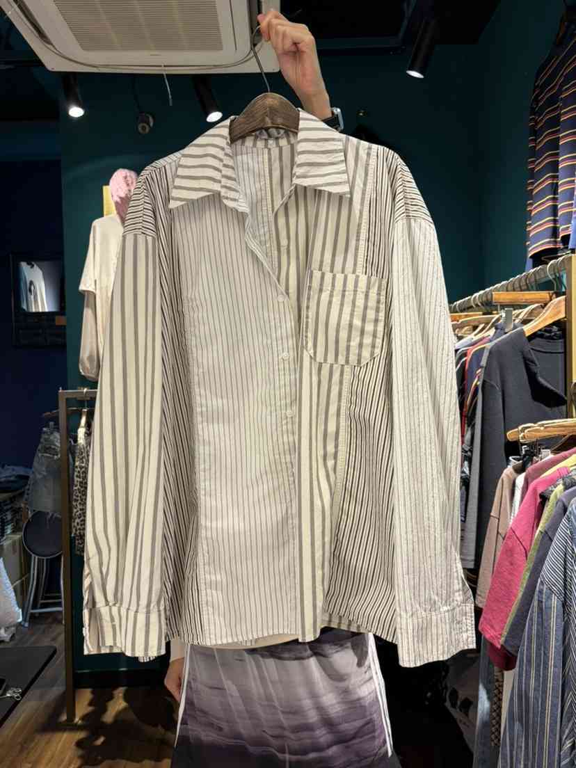 MERCI LINDA韓國代購女裝新品休閑真品推薦襯衫蕾絲衫條紋MERCI LINDA襯衫/蕾絲衫