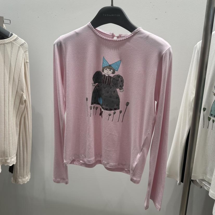 TARABY MOTION韓國直郵女士新品真品推薦人氣長袖T恤絲帶TARABY MOTION長袖T恤