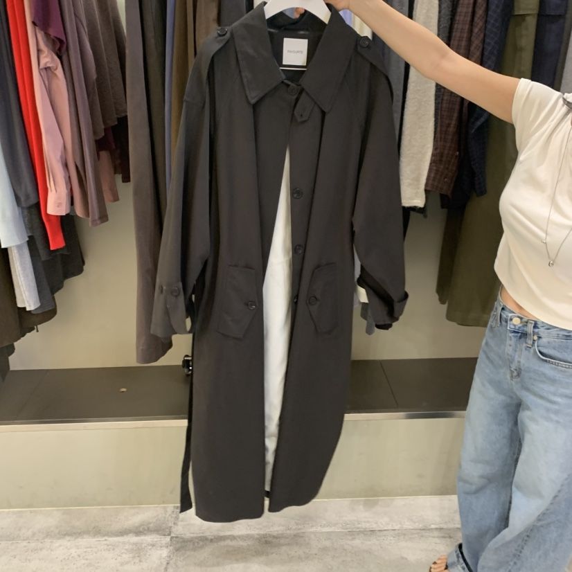 FAVE/FAVOURITE東大門實拍女裝新品熱賣推薦長款風衣含腰帶FAVE/FAVOURITE長款風衣