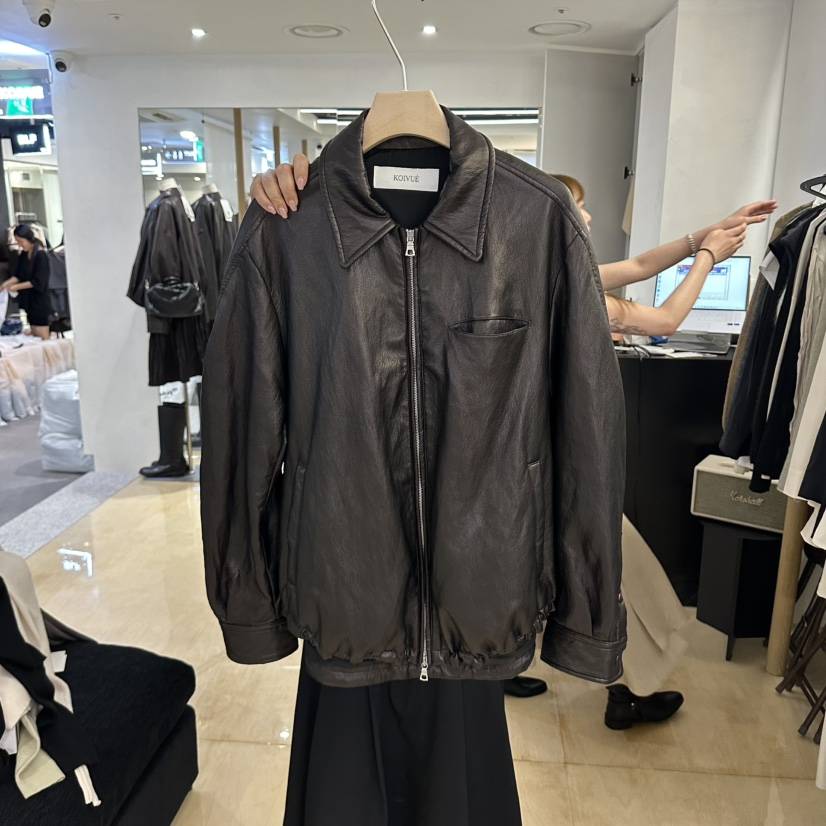 KOIVUE東大門代購女裝新品熱賣人氣時尚真品皮衣不對稱皮革KOIVUE皮衣