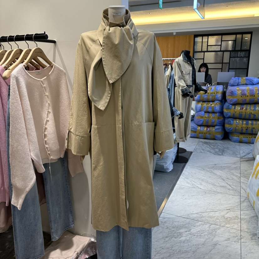 ARC東大門代購女裝新品熱賣真品人氣推薦時尚長款風衣含圍巾ARC EN CIEL長款風衣