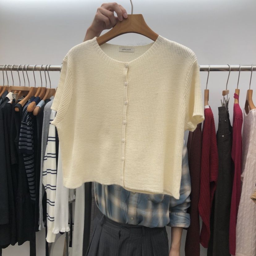 DRESS ROOM韓國直郵女士新品人氣休閑時尚開衫短袖針織衫DRESS ROOM開衫