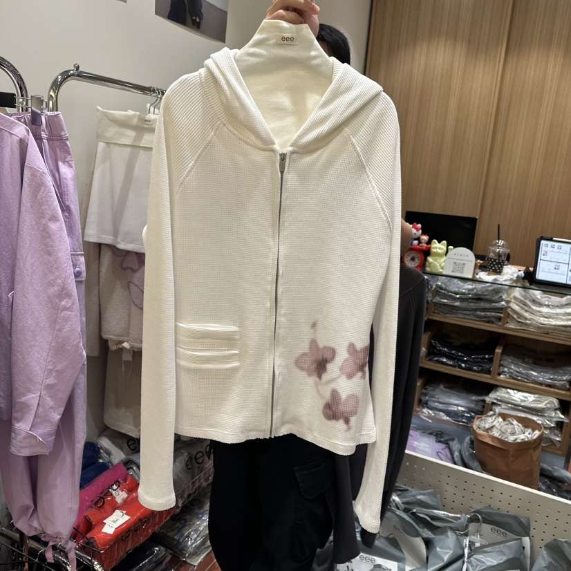 EEE東大門直郵女裝新款熱賣真品推薦休閑衛衣華夫格連帽衫EEE衛衣