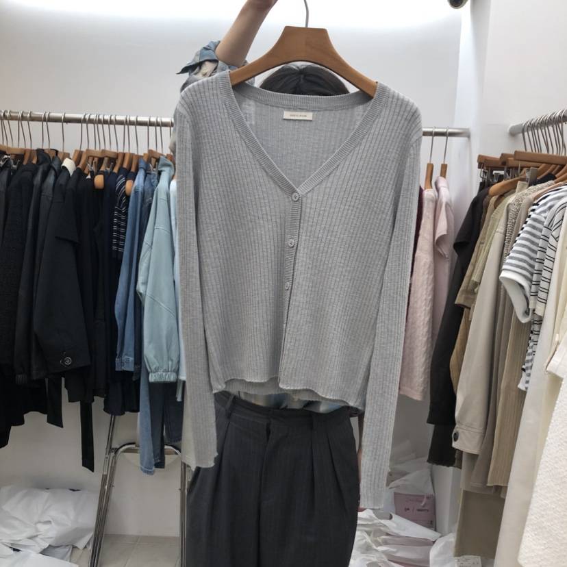 DRESS ROOM韓國直郵女裝新款推薦休閑人氣長袖T恤V領開衫DRESS ROOM長袖T恤